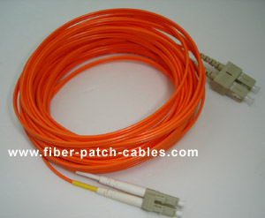 LC to SC duplex multimode fiber optic patch cable